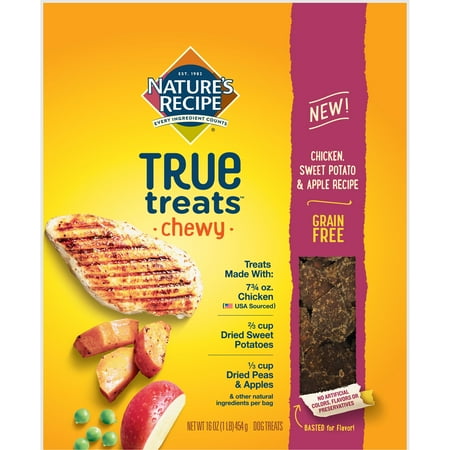 Apple Brie Chicken - Nature's Recipe True Treats with Chicken, Sweet Potato, and Apple, Grain-Free, Natural, Chewy Dog Treats, 16 Oz.