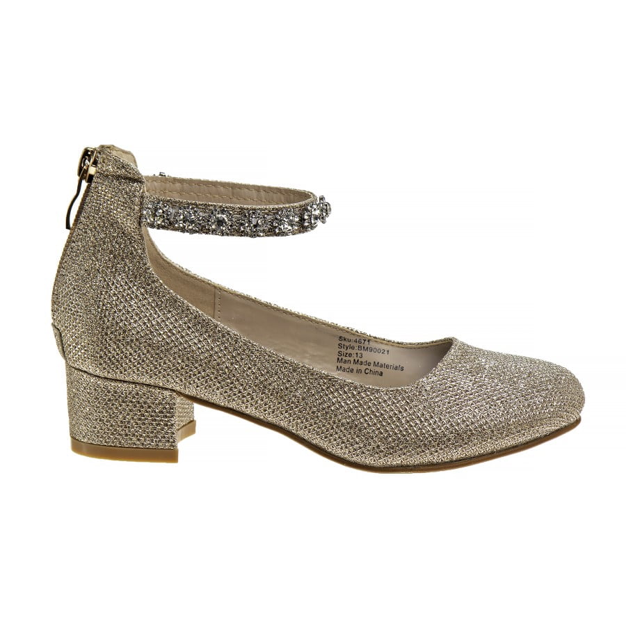 Badgley Mischka Little Kids Girls Block Heel Dress Shoes, Champagne, 12