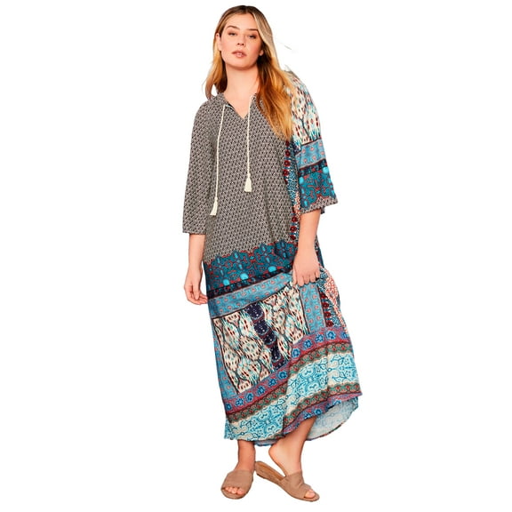 June & Vie Women's Plus Size Boho Maxi Dress