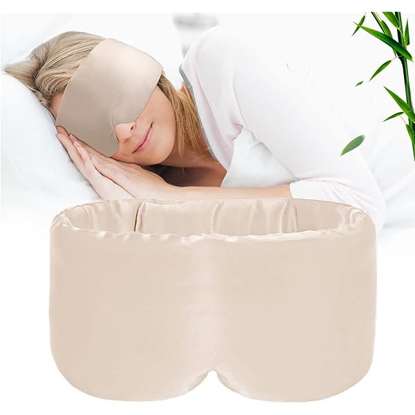 wonima11 100% Handmade Bamboo Sleeping Eye Mask for Women for Men,Night Masks,Organic Sleep Mask,Blockout Eye Mask for Sleeping,Large Size Adjustable (1 PC, Apricot)