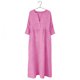 thumbnail image 5 of Vestido de Manga 3/4 para Mujeres Color Sólido V Cuello Suelto Estilo de Lino Casual Vestido de Cambio de Primavera Verano, 5 of 8