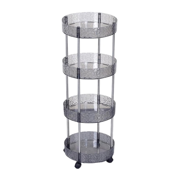 Outoloxit 4-Tier Clear Storage Rack with Wheels, Multi-Purpose Rolling Cart Organizer for Kitchen Bathroom and Living Room