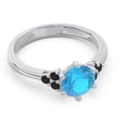 thumbnail image 3 of 2.15 Carat Elegant Round Cut Blue Topaz & Black Onyx Gemstone Bridal Ring for Women Solid 18K White Gold Size 11.5 by Diamond-Capitals, 3 of 7