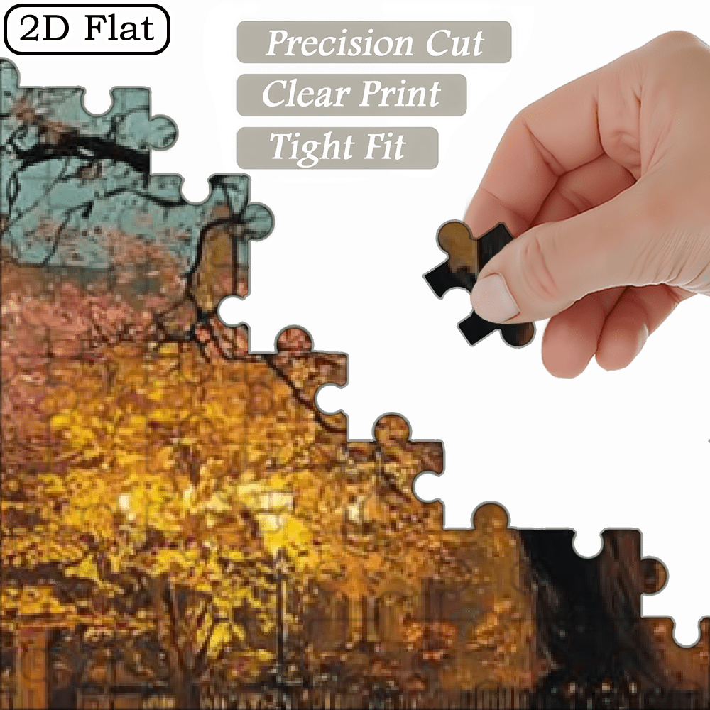 A Box of (1000pcs) Adult Puzzles, with Light Rain Cherry Lane Design, Challenging, Suitable for Adults, Family Entertainment. 29.4*19.6 in