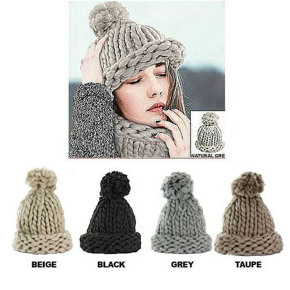 Beanie Caps - Knitted with Pom Pom – Gray