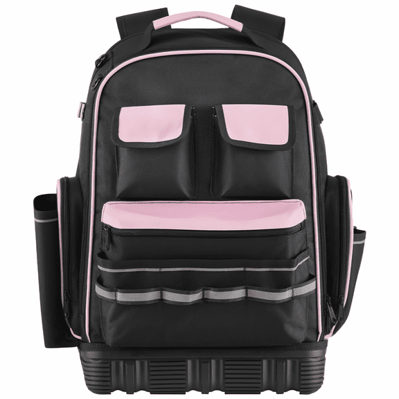 Tool Backpack 56 Pockets - Heavy Duty Electrician Tool Bag Organizer with Laptop Compartment & Molded Base for Repairmen, HVAC Technicians