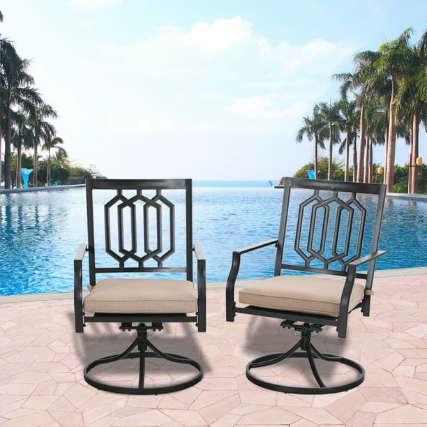 MF Studio Outdoor Metal Swivel Chairs Set of 2 Patio Dining Rocker