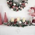 thumbnail image 2 of Northlight Triple Candle Holder with Flocked Pine and Christmas Ornaments - 32" - Red and White, 2 of 6