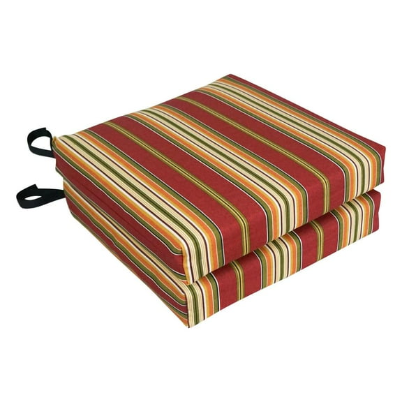 Blazing Needles 16-inch Outdoor Cushion, Kingsley Stripe Ruby