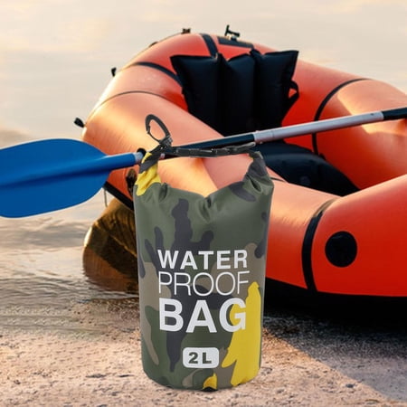 koolsoo Waterproof Dry Bag Roll Top Sack Backpack Dry Pouch Floating Tote Waterproof Case PVC Polyester Seal Lightweight Straps suitable for kayaking boating rafting swimming 2L Shoulder Bag