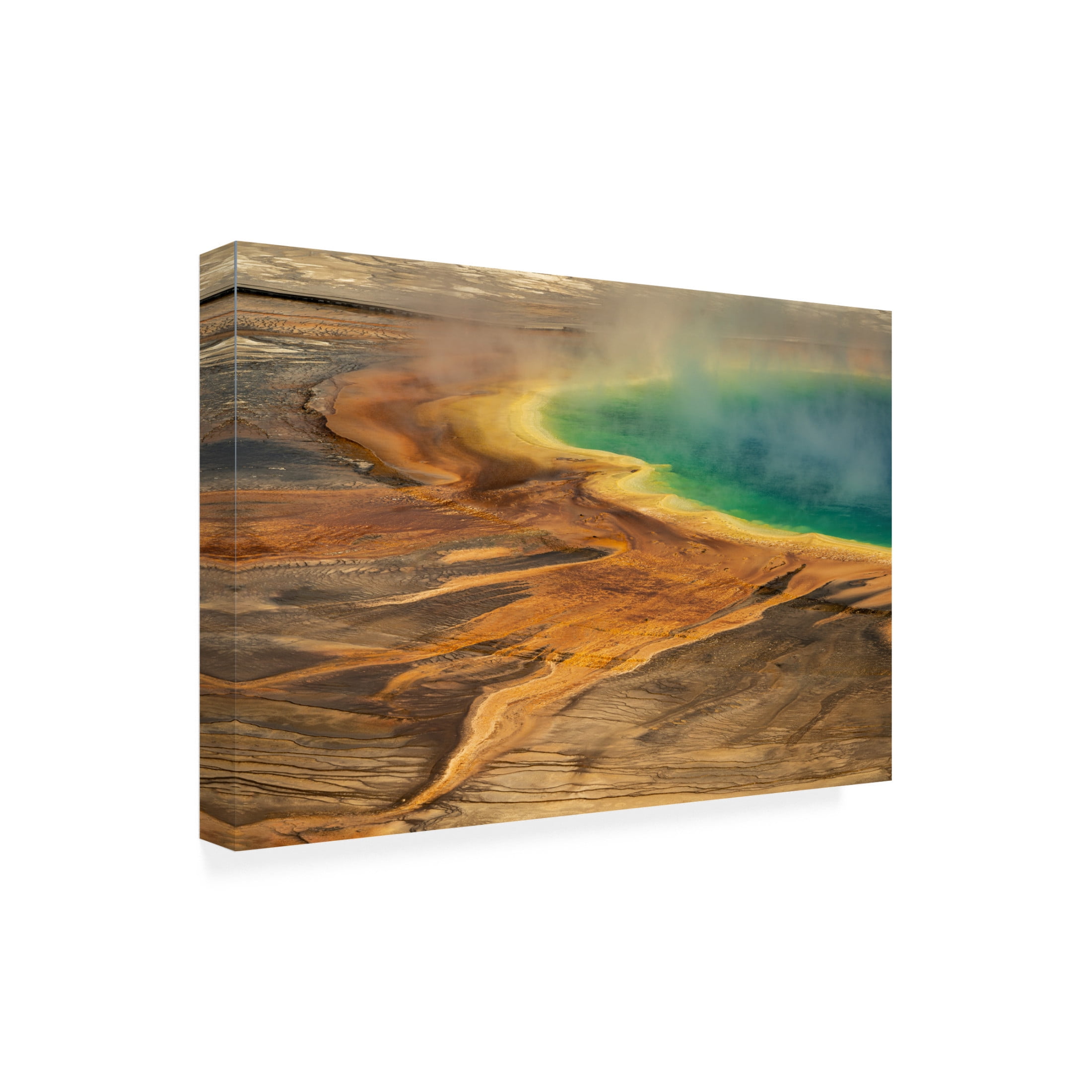 Canvas Wall Art - Dennis Frates 'Grand Prismatic Pool From Above 1' Wall Art for Living Room, Bedroom, or Office Décor by Trademark Fine Art - 24 x 16 Inches
