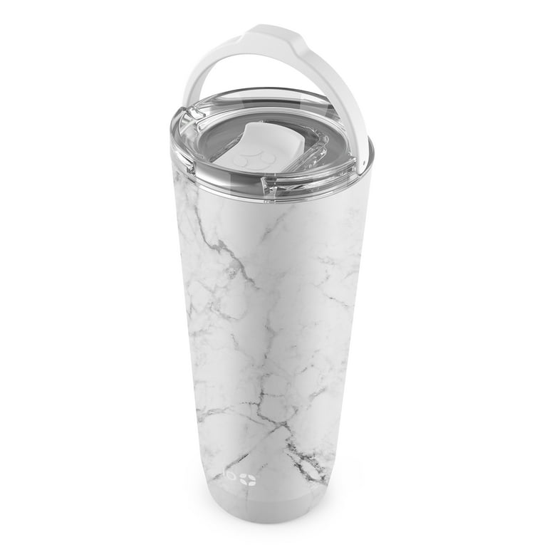 Ello Ultra Clean 24 fl oz Stainless Steel Insulated Tumbler with Handle,  White Marble 