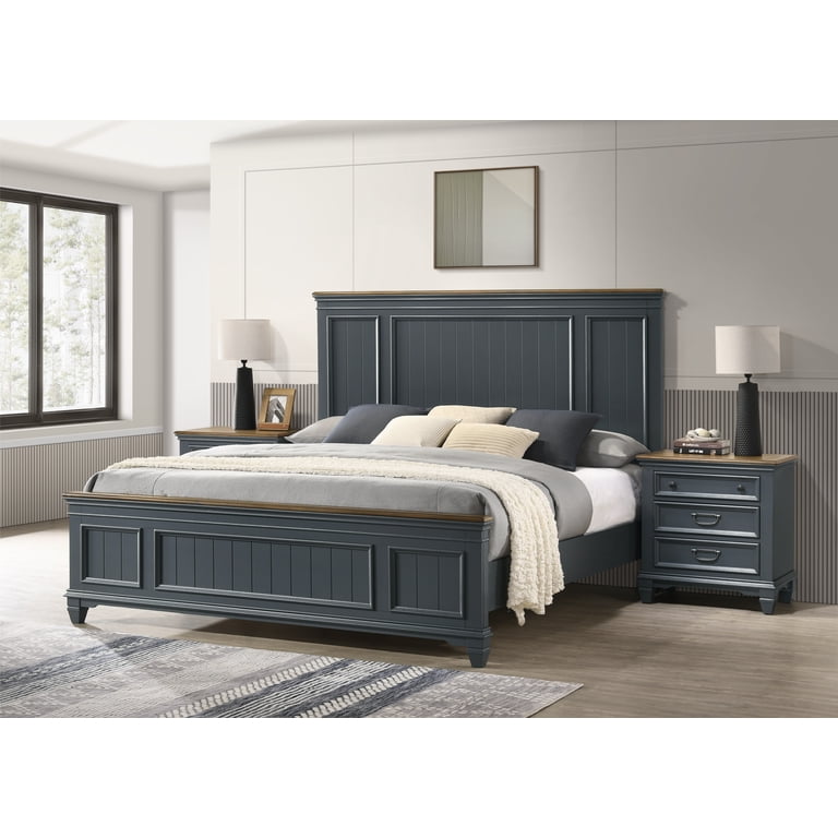 Roundhill Furniture Clelane Wood Bedroom Set Panel King Bed