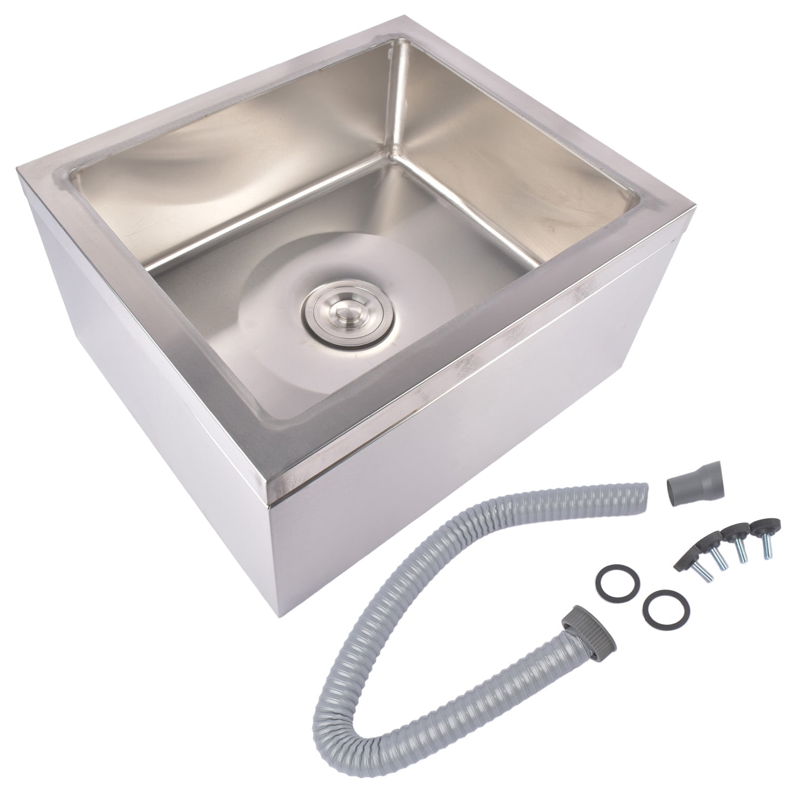 GELUOXI Commercial Mop Sink 24x24x13in without Backsplash, Stainless Steel Utility Mop Basin with Drain Assembly Wall-Mounted Deep Tub for Restaurant/Hospital