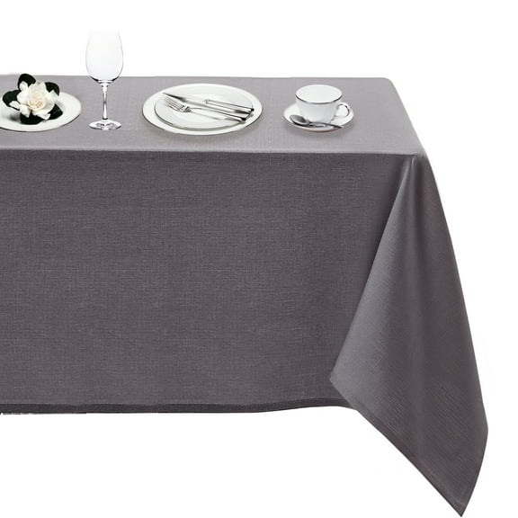 VacYaYa Rectangle Tablecloth Linen Waterproof and Stain Resistant Table Cloth Wrinkle Free Decorative Fabric Farmhouse Table Cover for Dining,Party,Buffet and Wedding (52"x70",Grey)