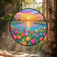 thumbnail image 6 of Vibrant Tulip Sunset Lake Stained Glass Suncatcher,creative Decorative Gift,elegant Window Hanging,home Decor,cure Gift,mother's Day Gift, 6 of 7
