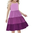 thumbnail image 3 of Swuxness Girl's Casual Sleeveless Dress, Kids Long Dresses, Kids Girl Patchwork Bohemian Suspender Comfortable Soft LayeredDress Purple, 7-8 Years, 3 of 5
