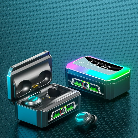 Back to School Supplies Clearance Wireless Earbuds Bluetooth 5.3 In Ear Headphones Built-in Microphone IPX4 Immersive Premium Sound Headset With HD Time Display And RGB Cool Light Charging Case