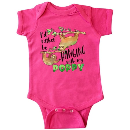 

Inktastic Id Rather Be Hanging with my Poppy- Cute Sloths Gift Baby Boy or Baby Girl Bodysuit