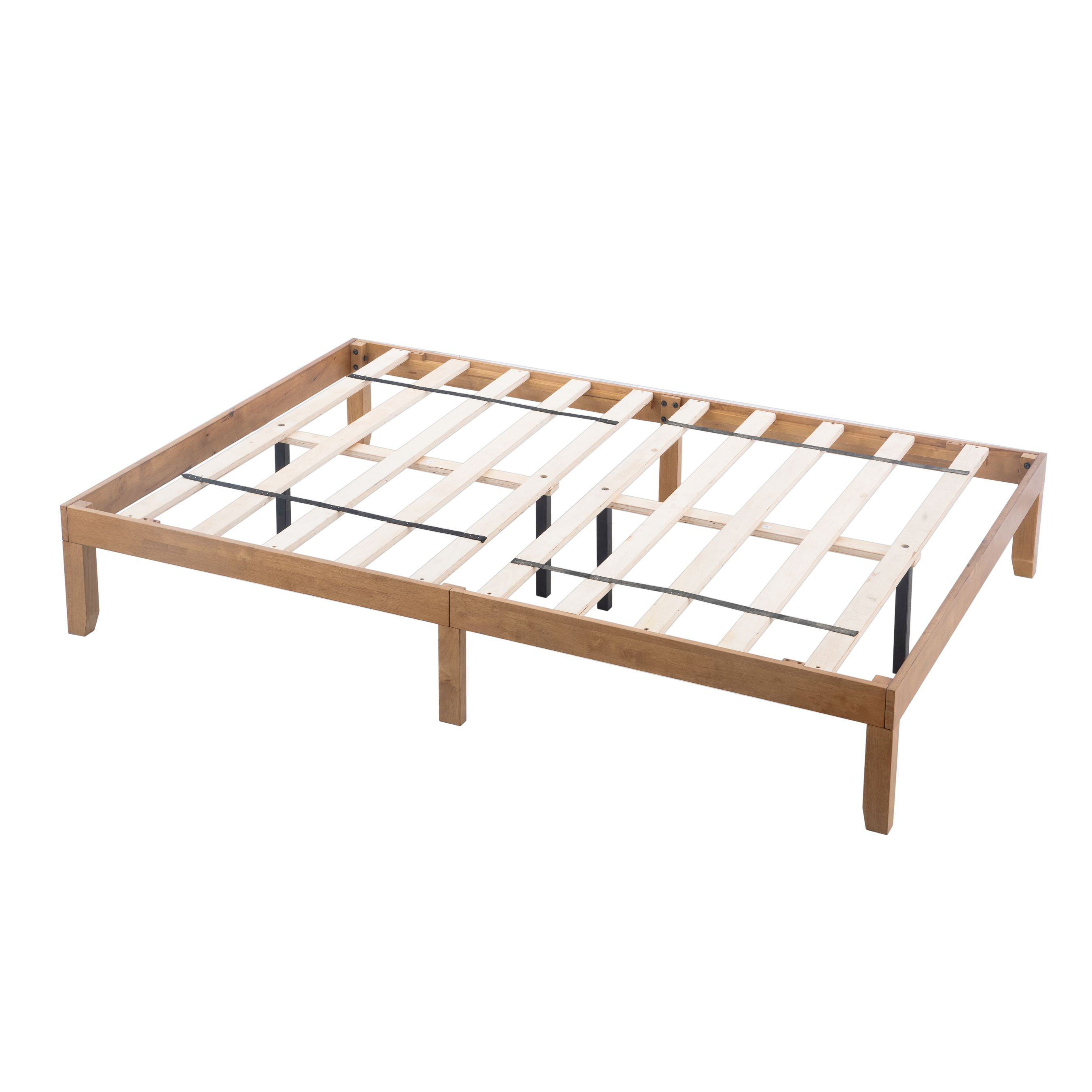 Queen Wood Platform Bed - Solid Construction, Strong Slat Support, 650-700 lbs Capacity, Easy to Assemble