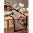 thumbnail image 3 of Table Runners 72 Inches Long Dress Scarves, Red Christmas Farmhouse Kitchen/Dining Table Runner, Coffee Tablerunners, Cow Snowflake Red Plaid Farmhouse Wooden Winter 13x72 Inch, 3 of 7