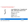 thumbnail image 2 of Lower Radiator Hose - Compatible with 2000 - 2006 Toyota Tundra 4.7L V8 2001 2002 2003 2004 2005, 2 of 2