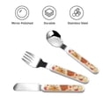 thumbnail image 3 of Salouo Autumn Animal Maple Leaves Pattern 3 Pieces Toddler Utensils, Kids Silverware Set Stainless Steel Utensils for Kids Children Safe Spoons Forks & Knife Dishwasher Safe, 3 of 8