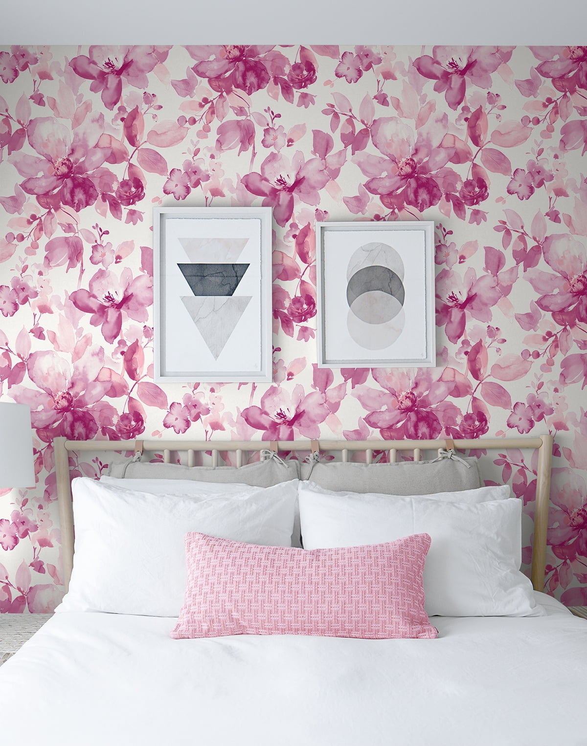 NextWall Pink Watercolor Flower Peel and Stick Wallpaper