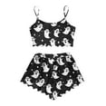 thumbnail image 5 of Uaswgudfs Women's Pajama Set Spaghetti Strap Crop Top & Wave Hem Shorts - Print Sleepwear, 5 of 6