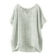 thumbnail image 3 of Tops para mujer,Camiseta de lino para mujer, cuello en V, manga corta, informal, transpirable, corte regular, para usar en casa, sopatenor, 3 of 9