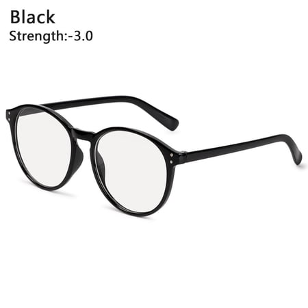 -1.0~-4.0 Vintage Reduces Eye Strain UV Protection Brown/Black/Leopard Print Myopia Glasses Anti Blue Light Eyeglasses Flat Mirror Eyewear BLACK STRENGTH 3.00