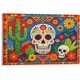 thumbnail image 1 of Impresión calle colonial con ornamentación Día de Muertos, personajes tradicionales y puestos de mercado, decoración cultural mexicana festiva para hogar y local comercial, 1 of 7
