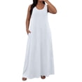 thumbnail image 2 of Karymi Summer Dress Plus Size Solid Maxi Dress, Casual Round Neck Sleeveless Tank Dress with Side Pockets, Loose Fit Flowy Long Dress Easter Dresses for Women 2026, 2 of 6