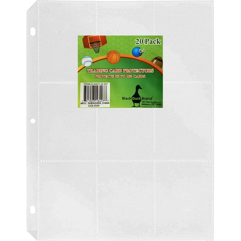 Black Duck Brand Trading Card Protector Sheets - 9 Pocket X 20