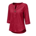 thumbnail image 6 of MSJUHEG Linen Shirts for Womens Cotton Linen Loose Blouses Gauze Shirts for Women Embroidered Top Cotton Gauze Tops for Women Linen Tops for Women Camisa Lino Mujer Basic Top Blouses Hot Pink 3XL, 6 of 9