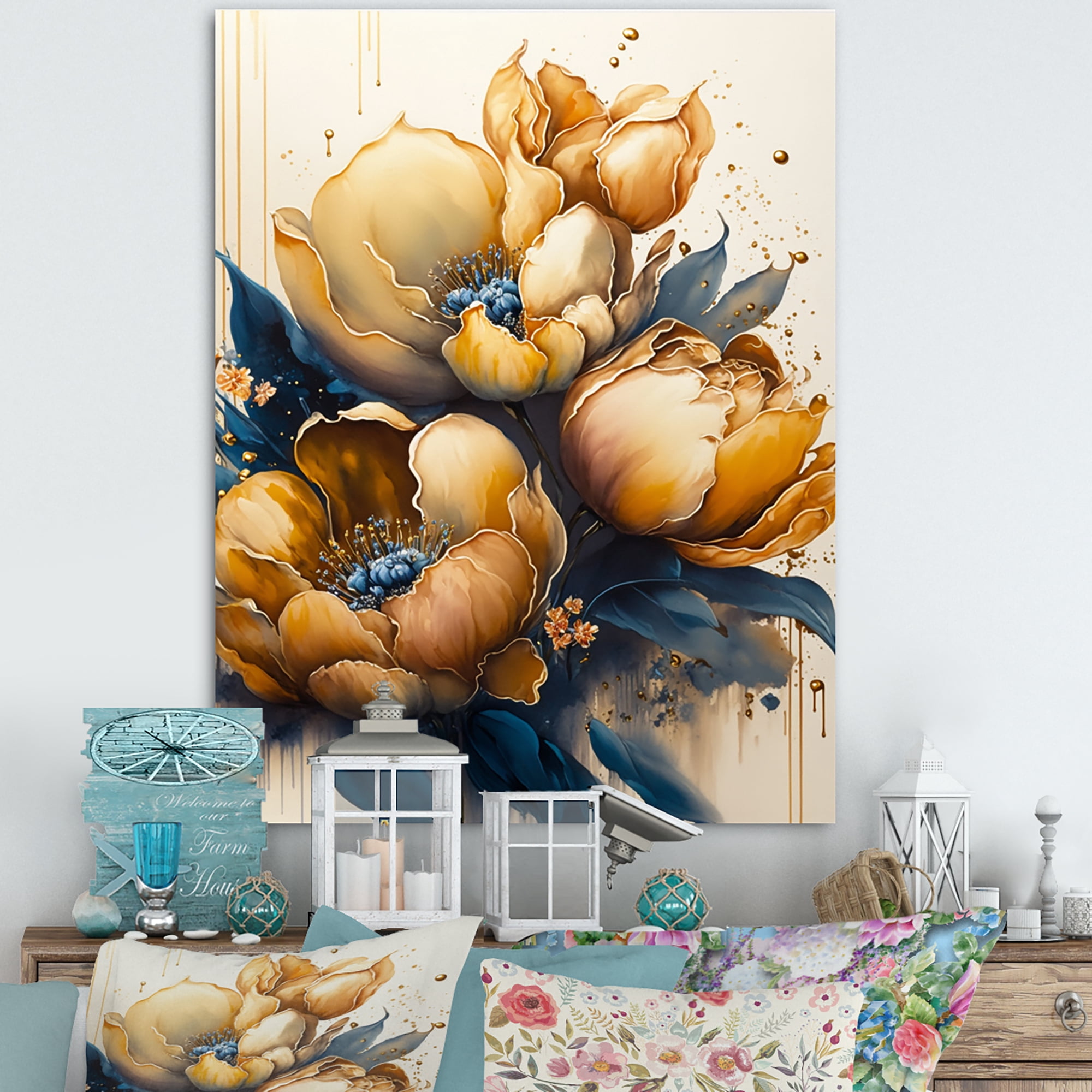 Designart Yellow And Orange Tulips Canvas Wall Art