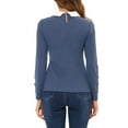 thumbnail image 3 of Allegra K Women's Peter Pan Collar Contrast Neck Long Sleeve Knit Blouse, 3 of 5
