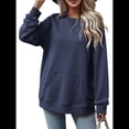 thumbnail image 3 of Sudadera de Larga para Mujer, Informal, con Cuello Redondo, , Ligera y con Bolsillo. Azul Marino L, 3 of 10