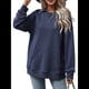 thumbnail image 3 of Sudadera de Larga para Mujer, Informal, con Cuello Redondo, , Ligera y con Bolsillo. Azul Marino S, 3 of 10