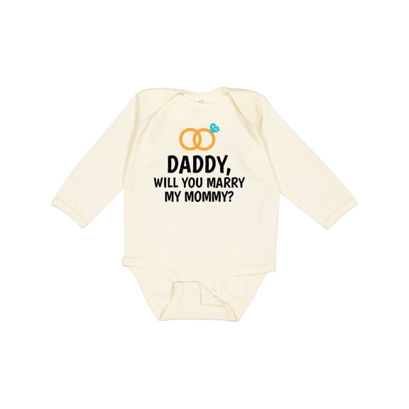 Inktastic Daddy Will You Marry My Mommy with Rings for Proposal Boys or Girls Long Sleeve Baby Bodysuit