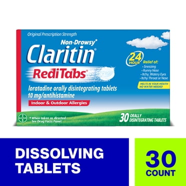 Claritin RediTabs 24 Hour Non-Drowsy Allergy Medicine, Loratadine Antihistamine Tablets, 30 Ct