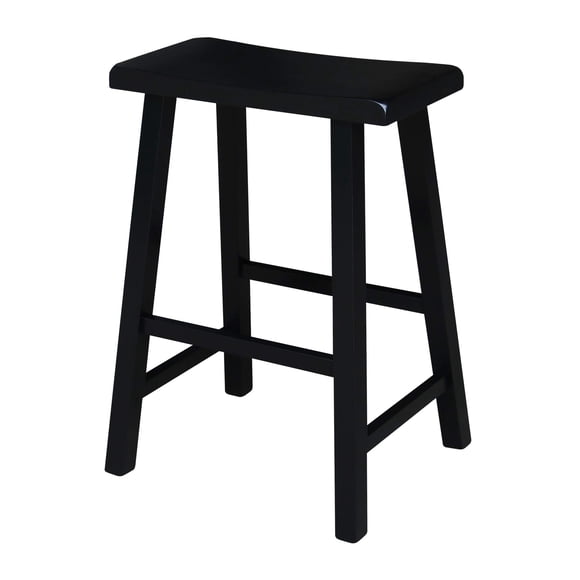 International Concepts Tabouret de Comptoir à Dossier Selle 23,75 Po, Noir