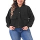 thumbnail image 1 of Chaqueta Plus Size Agnes Orinda para Mujeres, de Manga Larga, con Botones, Casual, con Bolsillos, Negra, 3X, 1 of 5