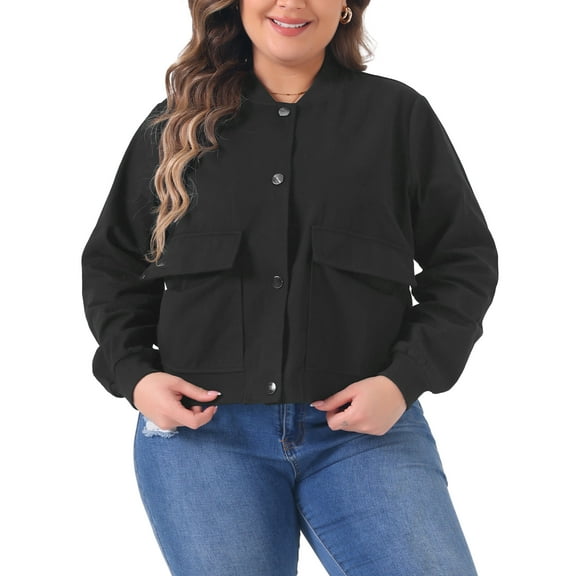 Agnes Orinda Plus Size Jacket for Women Long Sleeve Button Down Casual Jackets with Pockets