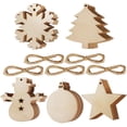 thumbnail image 1 of 50 piezas de colgantes para árbol de Navidad, adornos navideños de bricolaje, discos de madera, estrellas de madera, copos de nieve y muñecos de nieve de madera, discos de madera redondos,, 1 of 8