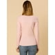 thumbnail image 5 of Blusa básica de manga larga con cuello redondo y frente giratorio para mujer Rosa L, 5 of 6
