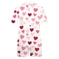 thumbnail image 4 of PNTUTB Women's Fashion Heart Print Collared Pocket Short Sleeve Top with Elastic Waist Shorts Casual Pajama Set, 4 of 6