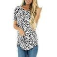 thumbnail image 1 of Women's Round Neck Loose Printed Short Sleeve In Front And Back Tops Blouses, 1 of 5