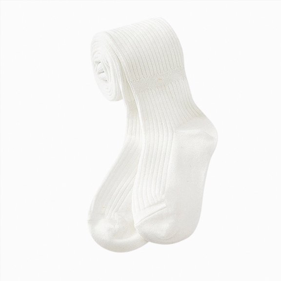 Ccpelsie Girls Tights for School Students Soft Comfortable Stockings Leggings for Toddler Kids(White,6-8 Years)