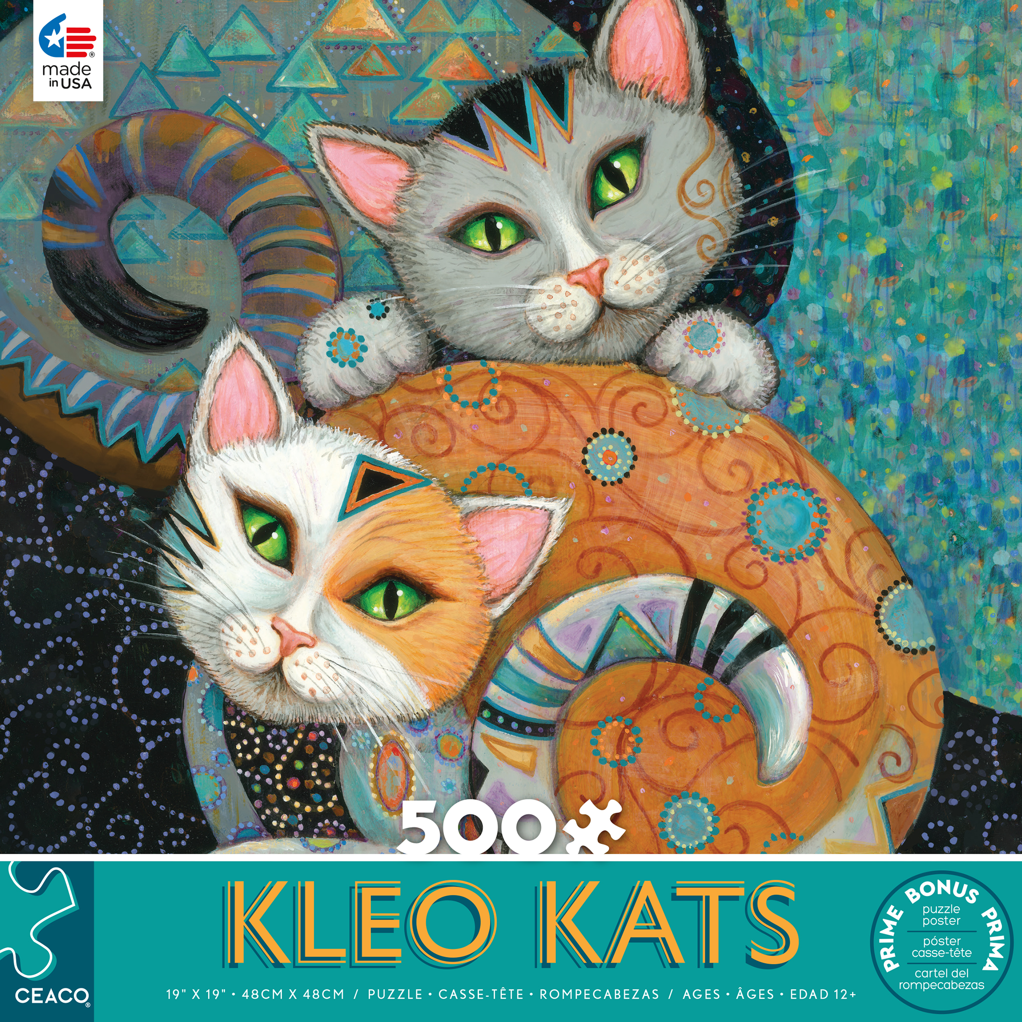 Ceaco - Kleo Kats - Kuddlekats - 500 Piece Interlocking Jigsaw Puzzle